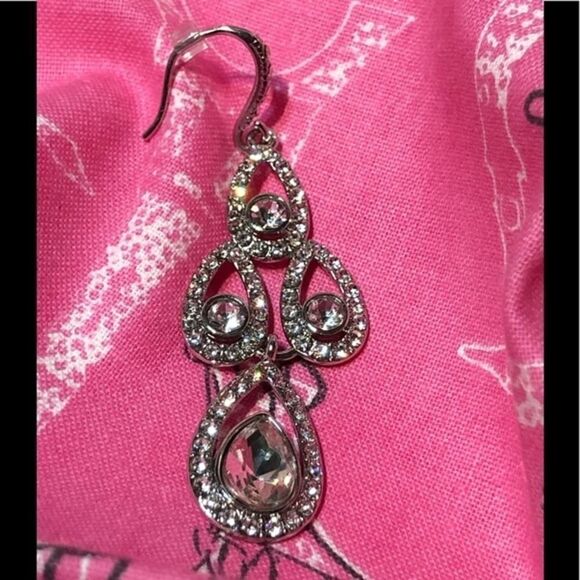 Costume Dangle Fishhook Sparkle Formal Earrings - Picture 3 of 5